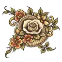 seashell with flowers leg band tattoo design tattoo design idea