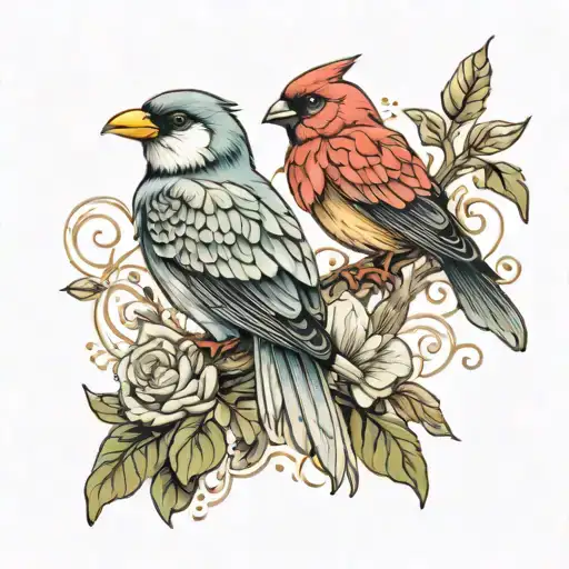 Aesthetic Style Tattoo, Sleeve type that covers the arm and forearm, would reach the shoulder, that have, Birds, tattoo design idea