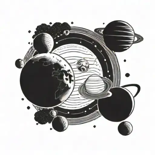 Solar system planets tattoo design idea