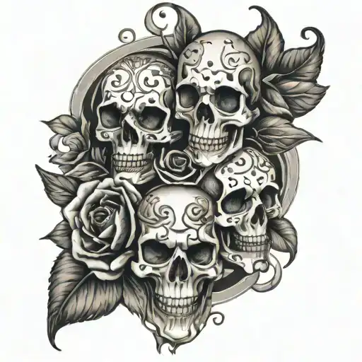 Sobriety tattoo with skulls and roses tattoo design idea