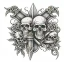 Sobriety tattoo with skulls and daggers hidden among them tattoo design idea
