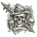 Sobriety tattoo with skulls and daggers hidden among them tattoo design idea