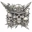Sobriety tattoo with skulls and daggers hidden among them tattoo design idea