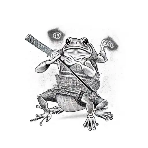 Samurai frog with katana tattoo design idea