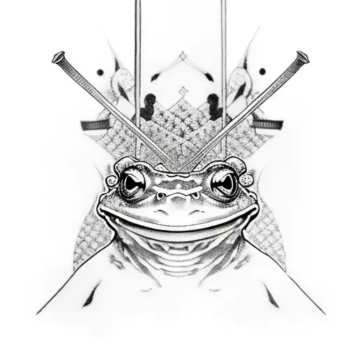Samurai frog with katana tattoo design idea