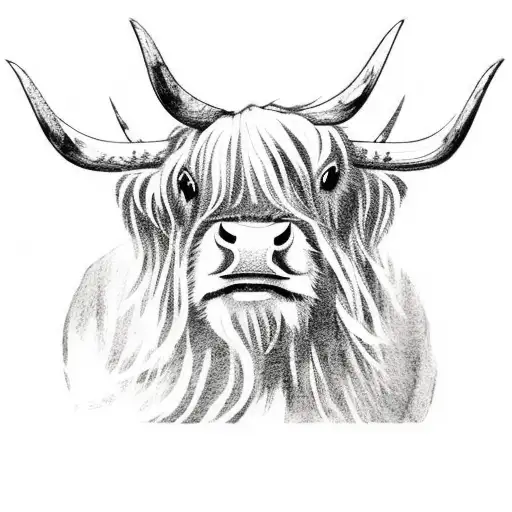highland cow samurai tattoo design idea