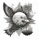 solitude, suffering, questioning, freedom tattoo design idea