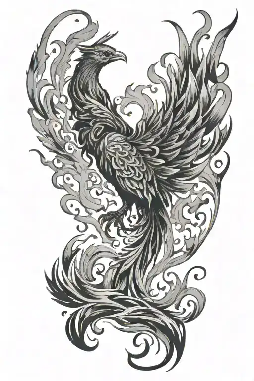 Phoenix rising from flames tattoo design idea