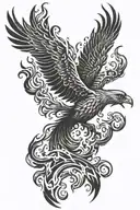 Phoenix rising from flames tattoo design idea