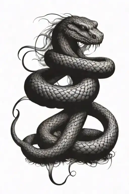 feminine snake wrapped loosely wrapped tattoo design idea