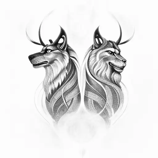 nordic mythology, infinity, non Duality, Gemini, Leo, Feminine, masculine. Twins, tattoo design idea