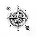 compass with coordinates with a beach inside of it  tattoo design idea