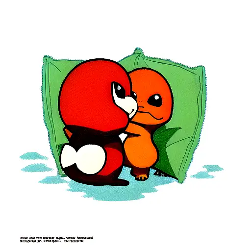Charmander hugging Link tattoo design idea