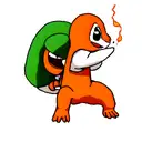 Charmander hugging Link tattoo design idea