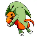 Charmander hugging Link tattoo design idea