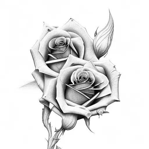rose and violet tattoo design idea