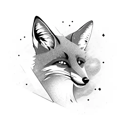 a fox in the galaxy tattoo design idea