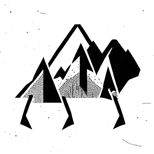mountain range with bison's  tattoo design idea
