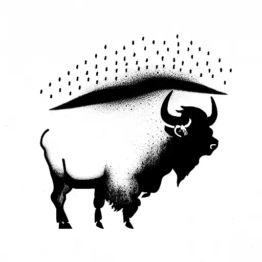  bison's  running into a storm  tattoo design idea