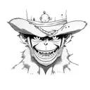 A detailed portrait of Monkey D. Luffy showcasing his signature scar and wide grin tattoo design idea