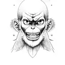 A detailed portrait of Monkey D. Luffy showcasing his signature scar and wide grin tattoo design idea