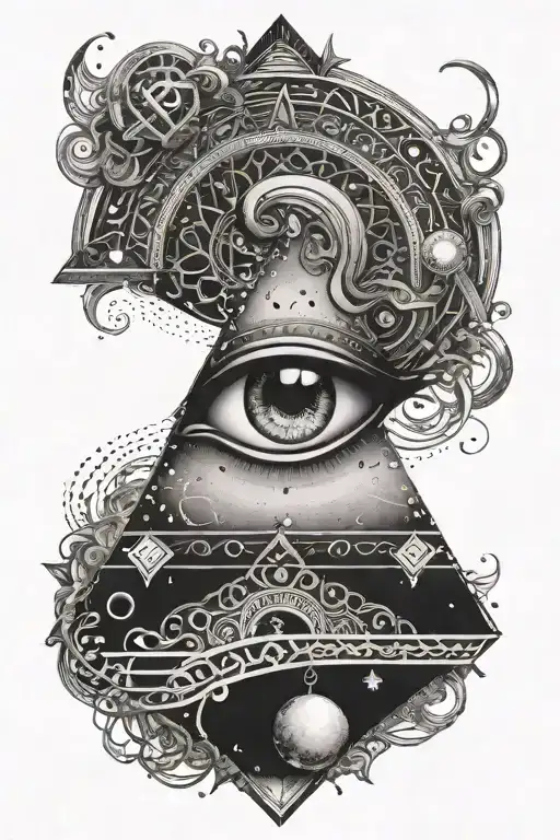 the eye of ra in a diamond with a reference to the moon and the number 21 tattoo design idea
