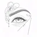Incorporate elements of eyebrow design tools and micropigmentation needles into a minimalist tattoo design tattoo design idea