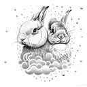 a bird and a rabbit underneath a rain cloud tattoo design idea