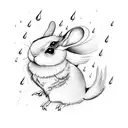 a bird and a rabbit underneath a rain cloud tattoo design idea