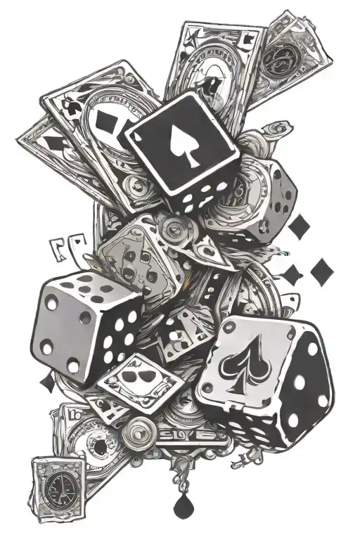 Money, Dices, and Cards An Ace tattoo design idea