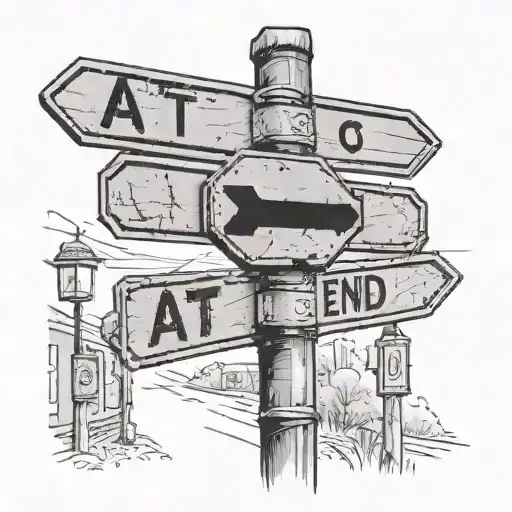 Street sign with at the end of a street tattoo design idea