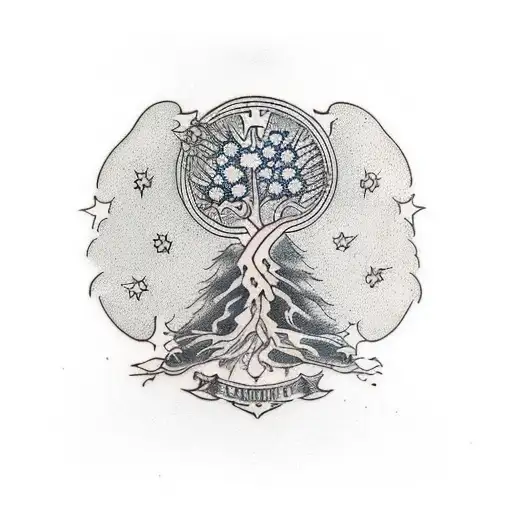 yggdrasil tree tattoo design idea