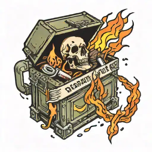 dumpster fire with band aid tattoo design idea