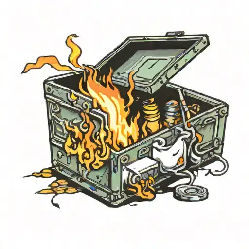 dumpster fire with band aid tattoo design idea
