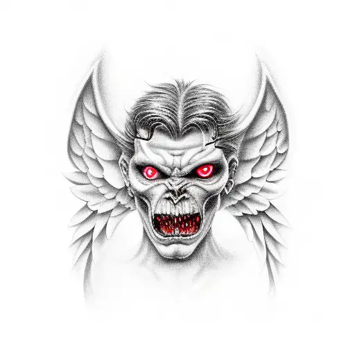 angel and demon tattoo design idea