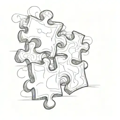 A sketch of a puzzle piece fitting perfectly into another, symbolizing how you and your boyfriend complete each other tattoo design idea