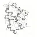 A sketch of a puzzle piece fitting perfectly into another, symbolizing how you and your boyfriend complete each other tattoo design idea