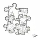 A sketch of a puzzle piece fitting perfectly into another, symbolizing how you and your boyfriend complete each other tattoo design idea