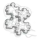 A sketch of a puzzle piece fitting perfectly into another, symbolizing how you and your boyfriend complete each other tattoo design idea