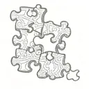 A sketch of a puzzle piece fitting perfectly into another, symbolizing how you and your boyfriend complete each other tattoo design idea