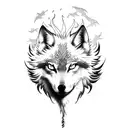 Phoenix and wolf with an oak tree tattoo design idea