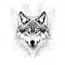 wolf face with phoenix wings wiht fire tattoo design idea