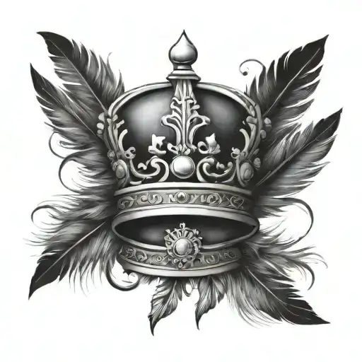 three point crown with feathers sticking tattoo design idea