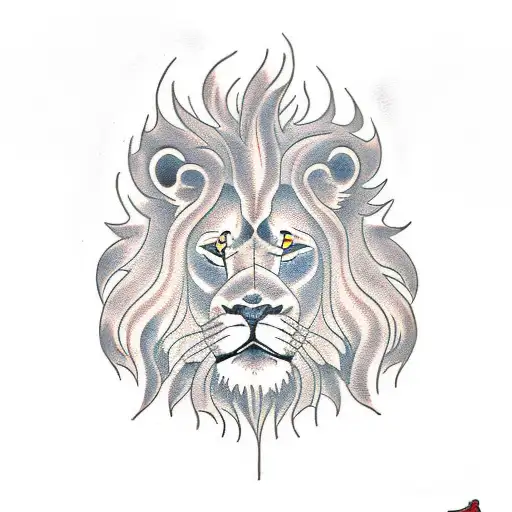 lion on fire tattoo design idea