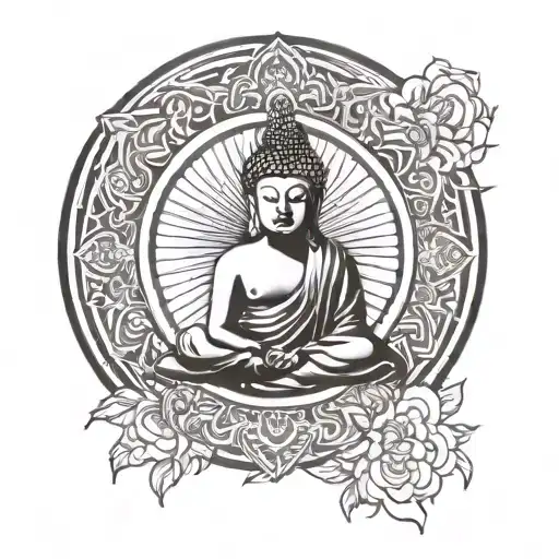budha inside the circle tattoo design idea