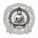 budha inside the circle tattoo design idea