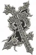 cross with glocks tattoo design idea