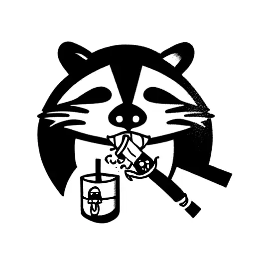 raccoon pirate smoking a pipe tattoo design idea