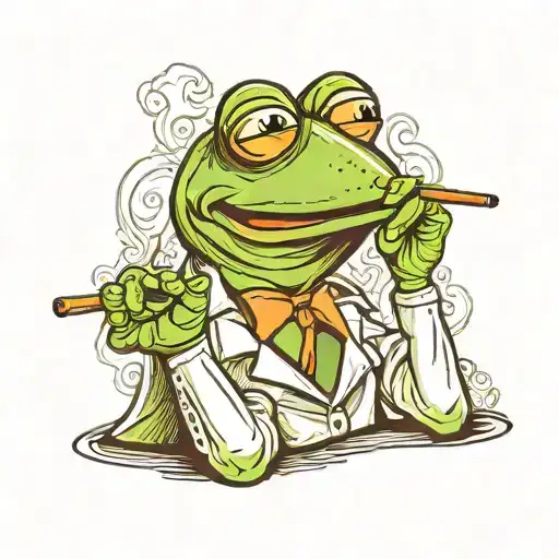 Kermit the frog smoking a cigarette tattoo design idea