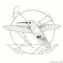 sketch-style minimalistic, line art, hummingbird, fallen angel men, butterflys, Architecture, dot-work tattoo design idea